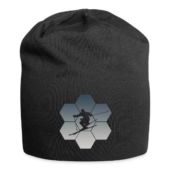 Skiing Skifahrer Ski Geschenkidee Pistensau - Jersey-Beanie - Schwarz - Vorne