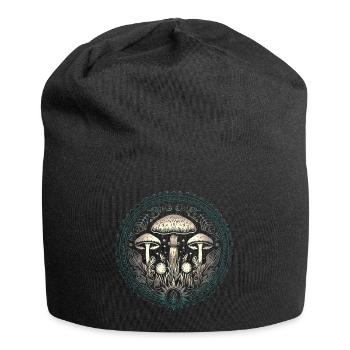 Pilze, Magic mushrooms, Herbst, Wald, Natur - Jersey-Beanie - Schwarz - Vorne