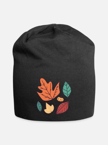 Fall Leaves: Embrace the Beauty of Autumn - Jersey Beanie - black
