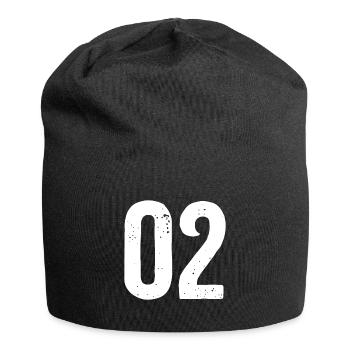 02 Zahlen Weiß - Jersey-Beanie - Schwarz - Vorne