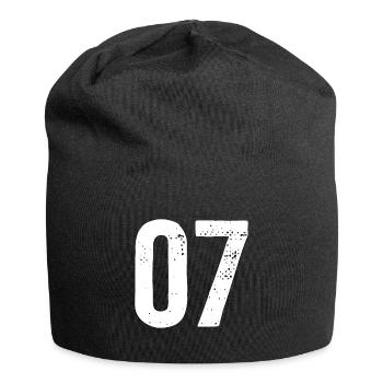 07 Zahlen Weiß - Jersey-Beanie - Schwarz - Vorne