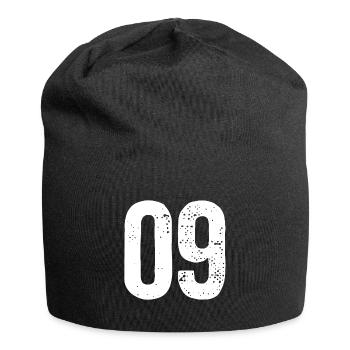 09 Zahlen Weiß - Jersey-Beanie - Schwarz - Vorne