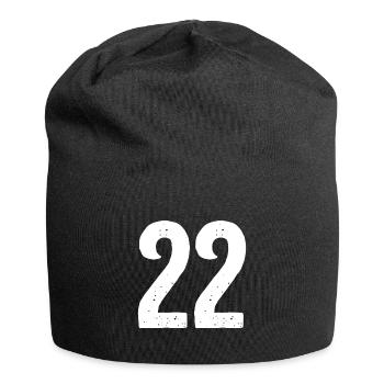 22 Zahlen Weiß - Jersey-Beanie - Schwarz - Vorne