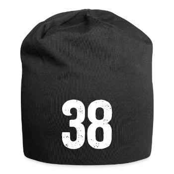 38 Zahlen Weiß - Jersey-Beanie - Schwarz - Vorne