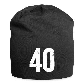 40 Zahlen Weiß - Jersey-Beanie - Schwarz - Vorne