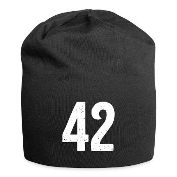 42 Zahlen Weiß - Jersey-Beanie - Schwarz - Vorne