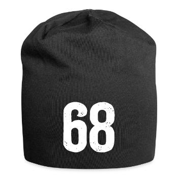 68 Zahlen Weiß - Jersey-Beanie - Schwarz - Vorne