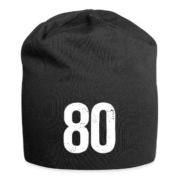 80 Zahlen Weiß - Jersey-Beanie - Schwarz - Vorne