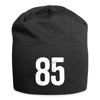 85 Zahlen Weiß - Jersey-Beanie - Schwarz - Vorne