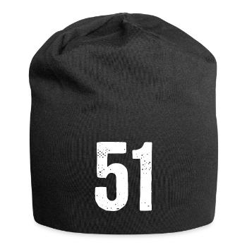 51 Zahlen Weiß - Jersey-Beanie - Schwarz - Vorne