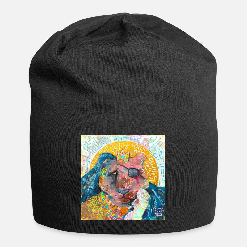 Pilgernder Löwe - Jersey-Beanie - Schwarz