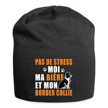 Border collie T shirt homme humour border collie - Bonnet en jersey - noir - Devant