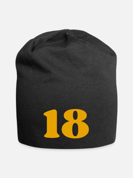 18 - Jersey-Beanie - Schwarz