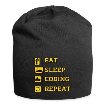 Eat Coding Wiederholung - Jersey-Beanie - Schwarz - Vorne