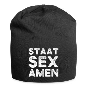 Abschluss Geschenk Staatsexamen Jura - Jersey-Beanie - Schwarz - Vorne