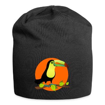 toucan exotique sous les tropiques devant un soleil - Bonnet en jersey - noir - Devant