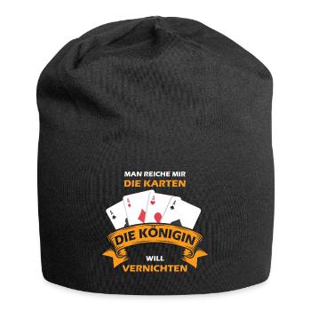 Man Reiche Mir Die Karten | Spruch Königin Skat - Jersey-Beanie - Schwarz - Vorne