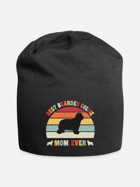 Meilleure maman Bearded Collie jamais amateurs de chiens vintage - Bonnet en jersey - noir