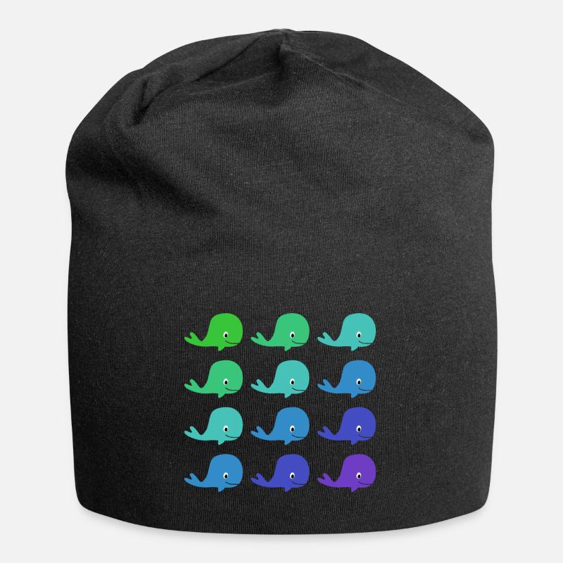 Whales pattern - Jersey Beanie - black
