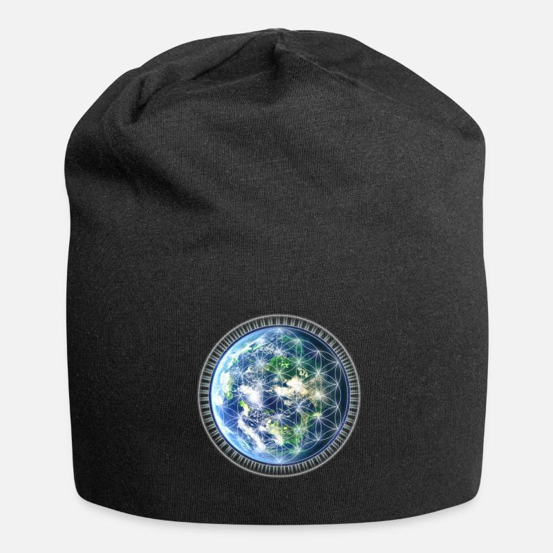 Gaia Blume des Lebens - Symbol der Schöpfung - Jersey-Beanie - Schwarz