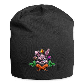 Easter Bunny Pirate - Buccaneer Under Rabbit Flag - Jersey Beanie - black - Front