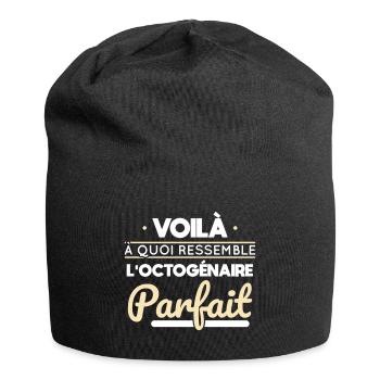 Anniversaire 80 ans - Octogénaire parfait - Bonnet en jersey - noir - Devant