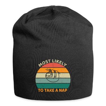 Most likely to take a nap - Sloth - Jersey Beanie - black - Front