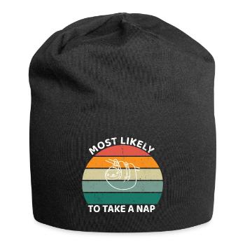 Most likely to take a nap - Sloth - Jersey Beanie - black - Front
