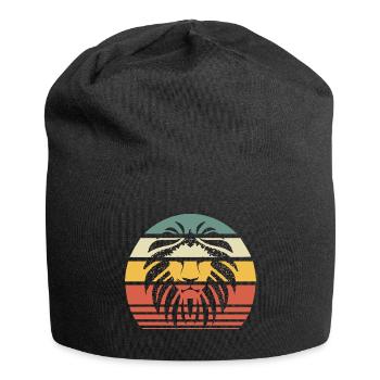 Lion lion head africa nature animals vintage retro - Jersey Beanie - black - Front