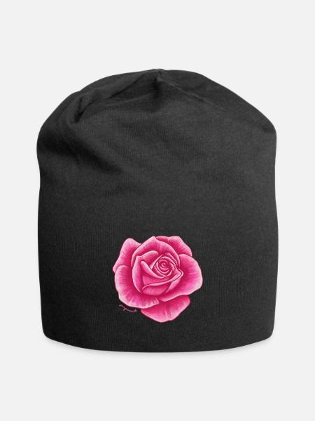 Rose rose rouge - Bonnet en jersey - noir