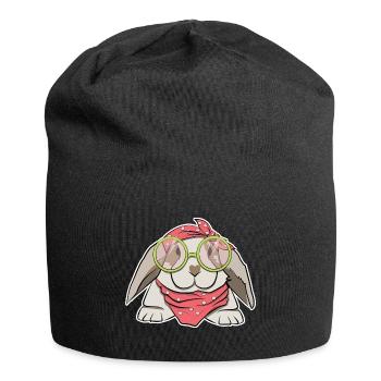 with glasses Rockabilly gift cute - Jersey Beanie - black - Front