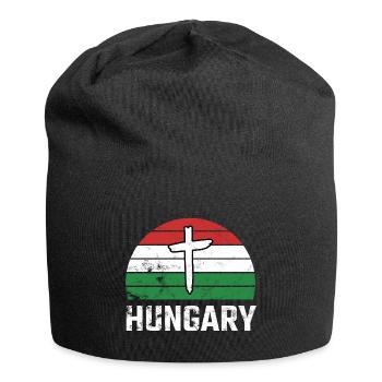 Hungary Hungary Retro Sun Christian Christ Hungarian - Jersey Beanie - black - Front