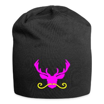 Hirsch in pink mit gelbem Bart - Jersey-Beanie - Schwarz - Vorne