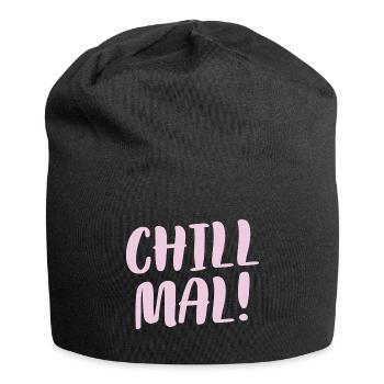 Cooles Lässiges Faulenzer Faultpelz Chill Mal - Jersey-Beanie - Schwarz - Vorne