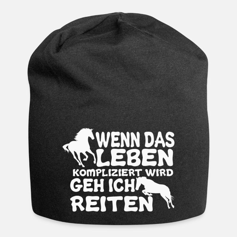 Wenn das Leben kompliziert wird geh ich reiten - Jersey-Beanie - Schwarz