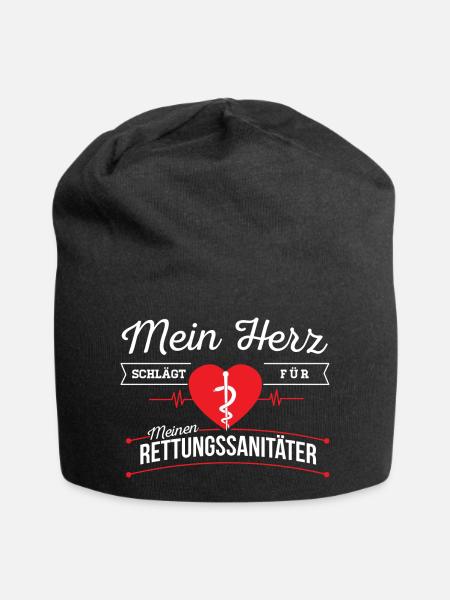 Rettungssanitäter Herz - Jersey-Beanie - Schwarz