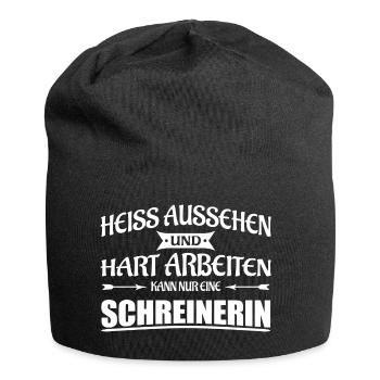 Heiss aussehen - Schreinerin - Jersey-Beanie - Schwarz - Vorne