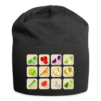 paprika chilli chili pepper citrus veggie vegetable - Jersey Beanie - black - Front