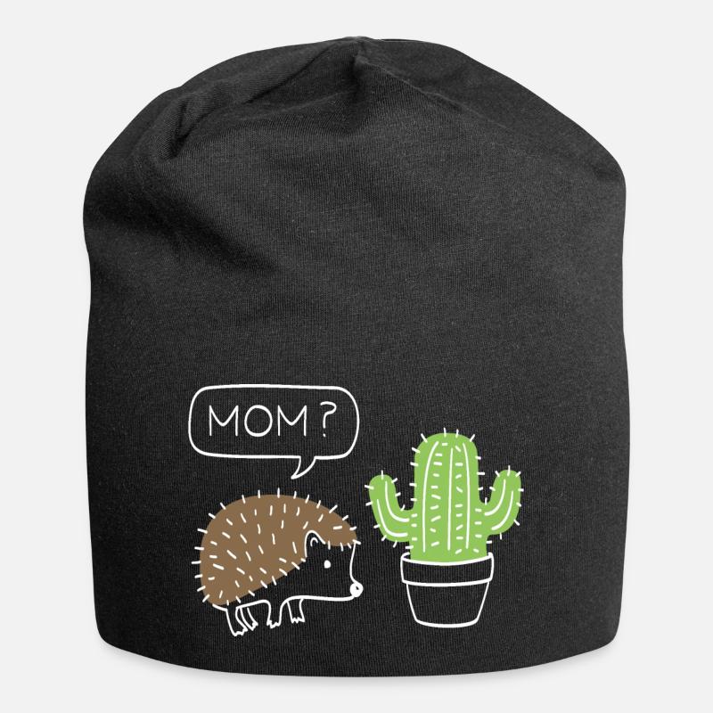 lustiger Kaktus mit Igel Geschenk - Jersey-Beanie - Schwarz