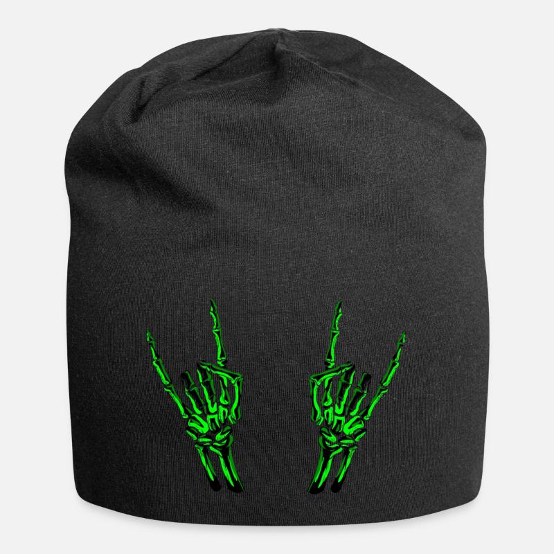 Skeleton Rock Hands - Jersey Beanie - black