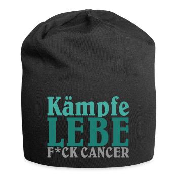 KÄMPFE – LEBE – F*CK CANCER - Jersey-Beanie - Schwarz - Vorne