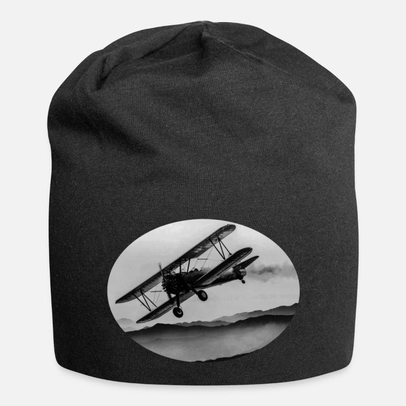 Flugzeug - Jersey-Beanie - Schwarz