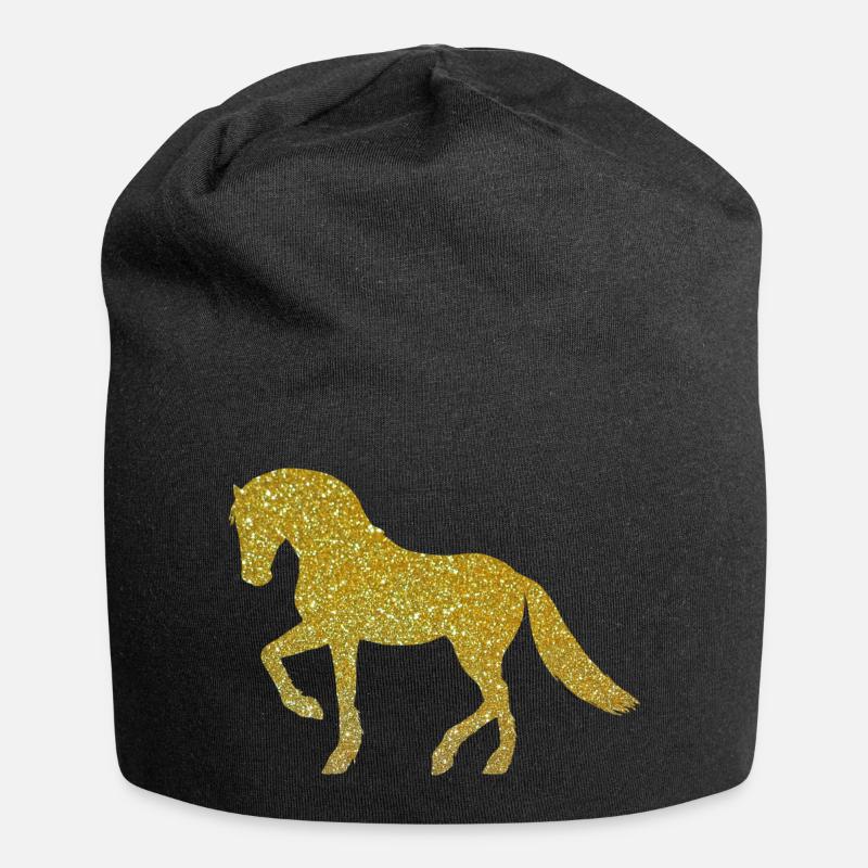 Cheval d'or - Bonnet en jersey - noir