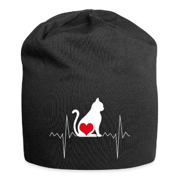 Fréquence cardiaque du chat - Bonnet en jersey - noir - Devant
