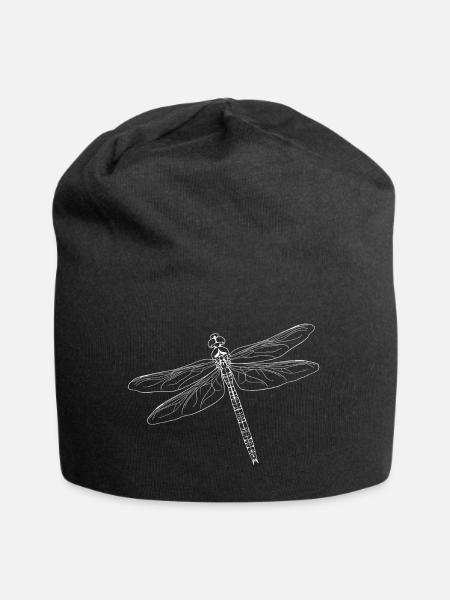Libelle (Weiss) - Jersey-Beanie - Schwarz