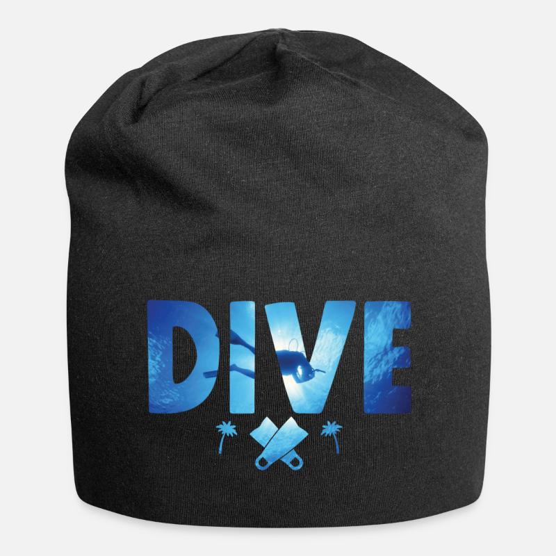 Scuba Diving Divers Shadow Deep Swim - Diving - Jersey Beanie - black