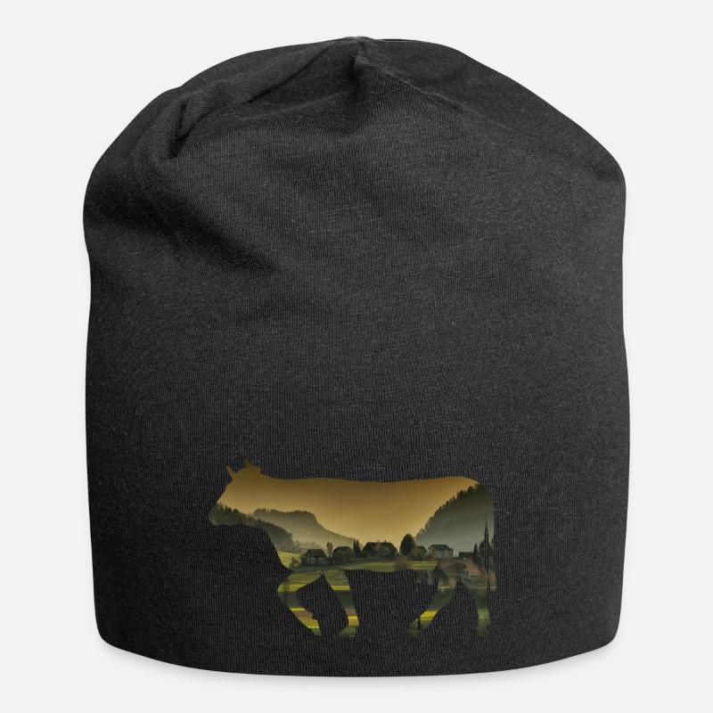 Kuh - Jersey-Beanie - Schwarz