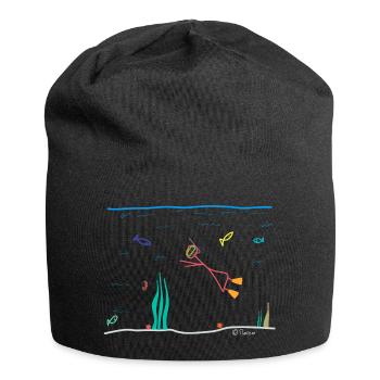 Taucher Strichmännchen, Frau schnorcheln Meer Job - Jersey-Beanie - Schwarz - Vorne