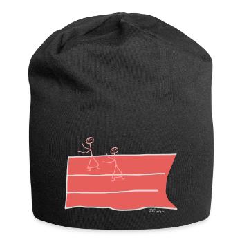 Sprinter Strichmännchen, Frau Lauf Sport Wettkampf - Jersey-Beanie - Schwarz - Vorne
