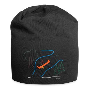 Whitewater stick figure, woman rafting canoeing sport - Jersey Beanie - black - Front